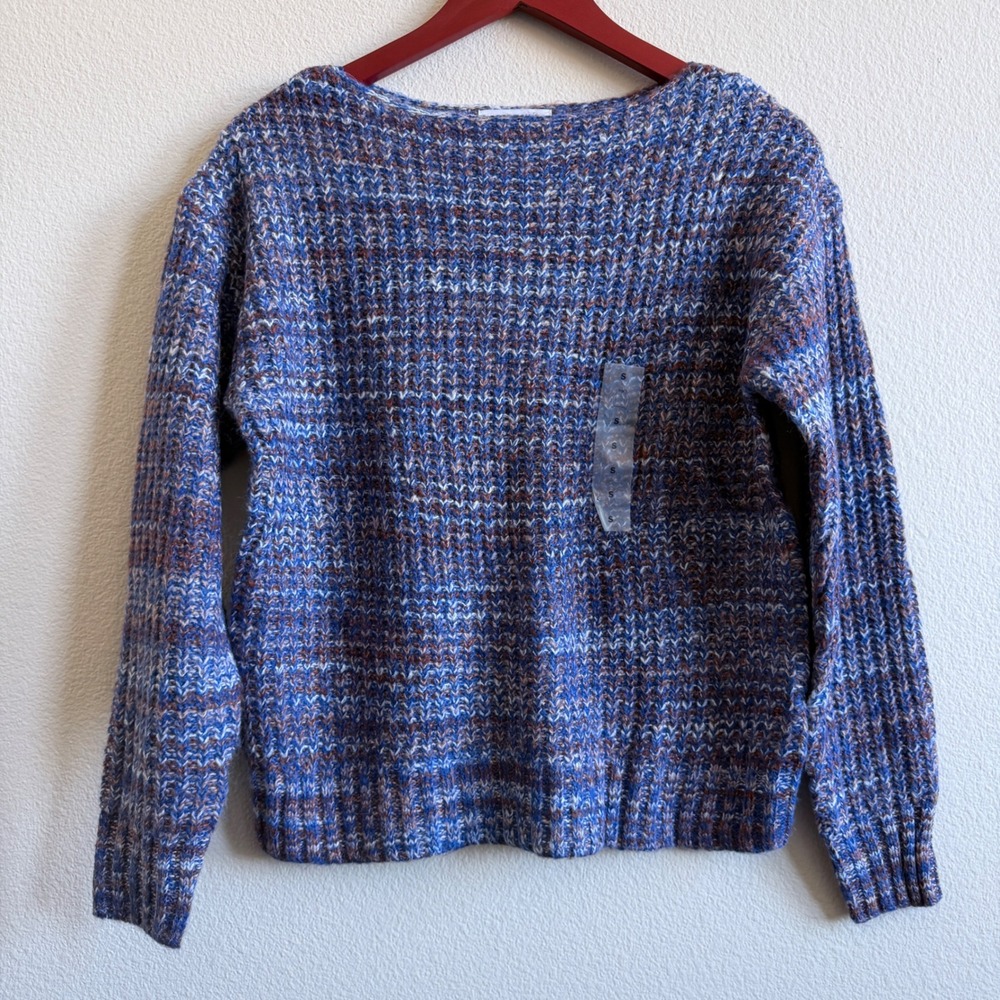 NWT Old Navy Womens Small Blue Space Dye Boatneck Sweater 646579-00-1